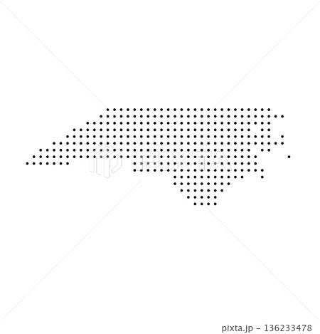 North Carolina, state of United States, USA. Black dot silhouette map for infographic, graphs, business reports or technology design. Vector illustration on white background North Carolina, state of United States, USA. Black dot silhouette map for infographic, graphs, business reports or technology design. Vector illustration on white background 136233478