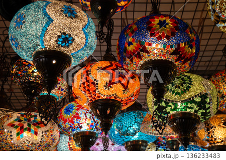 Turkish Lamps Bazaar Market Colorful Glass Hanging Lights: Showcase, Sale, Decor 136233483