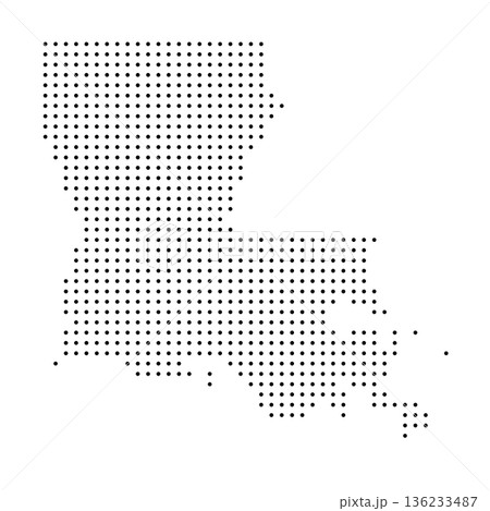 Louisiana, state of United States, USA. Black dot silhouette map for infographic, graphs, business reports or technology design. Vector illustration on white background Louisiana, state of United States, USA. Black dot silhouette map for infographic, graphs, business reports or technology design. Vector illustration on white background 136233487