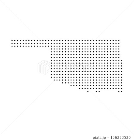 Oklahoma, state of United States, USA. Black dot silhouette map for infographic, graphs, business reports or technology design. Vector illustration on white background Oklahoma, state of United States, USA. Black dot silhouette map for infographic, graphs, business reports or technology design. Vector illustration on white background 136233520