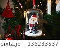 A close-up shot of a Santa encased in glass hanging Christmas tree decoration 136233537