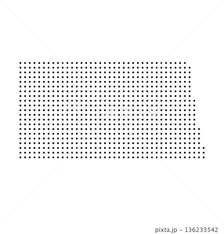 North Dakota, state of United States, USA. Black dot silhouette map for infographic, graphs, business reports or technology design. Vector illustration on white background 136233542