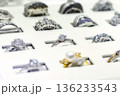 A collection of diamond rings in a display box at a jewellery shop 136233543