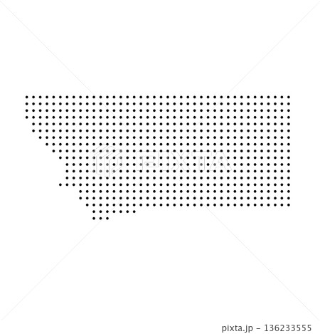 Montana, state of United States, USA. Black dot silhouette map for infographic, graphs, business reports or technology design. Vector illustration on white background 136233555