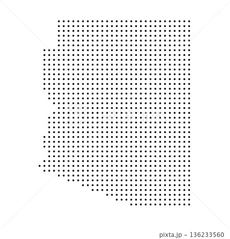 Arizona, state of United States, USA. Black dot silhouette map for infographic, graphs, business reports or technology design. Vector illustration on white background Arizona, state of United States, USA. Black dot silhouette map for infographic, graphs, business reports or technology design. Vector illustration on white background 136233560