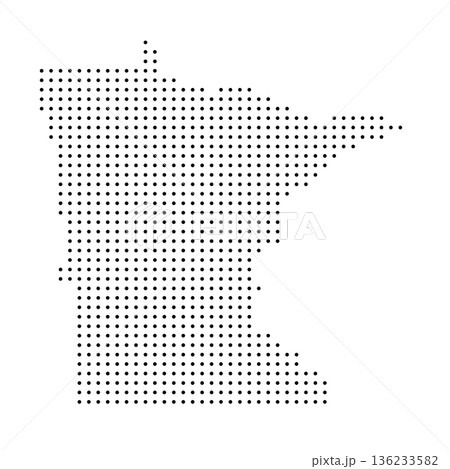 Minnesota, state of United States, USA. Black dot silhouette map for infographic, graphs, business reports or technology design. Vector illustration on white background Minnesota, state of United States, USA. Black dot silhouette map for infographic, graphs, business reports or technology design. Vector illustration on white background 136233582