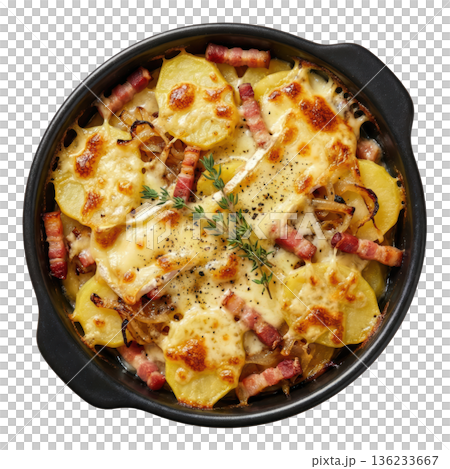 Potato cheese onion bacon baked skillet rustic potato cheese onion bacon baked skillet meal comfort food 136233667