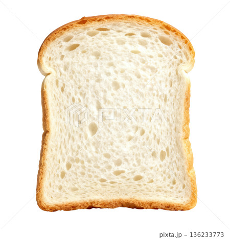Fresh slice of white bread food with golden brown baked crust, simple sandwich base for delicious meal 136233773