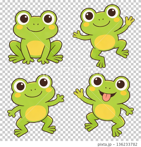 Cute tree frog cartoon playful jump happy smile 136233782
