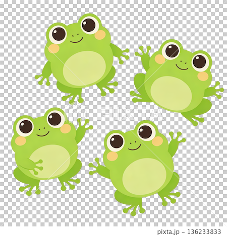 Cartoon frog cute frog tree frog happy frog green frog playful group character design 136233833