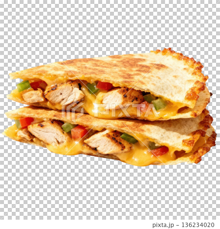 Chicken quesadilla cheese tortilla grilled melted snack lunch dinner fast food tasty chicken quesadilla with melted cheese 136234020