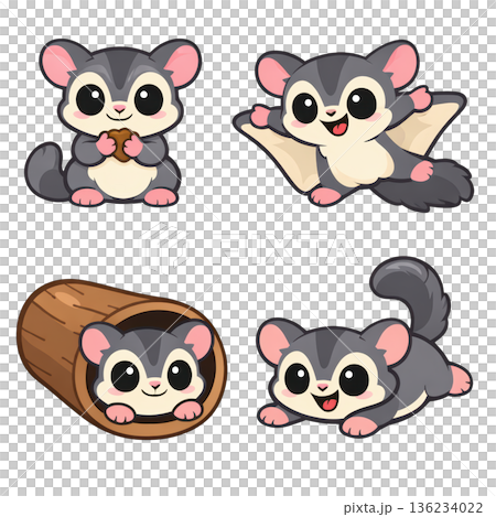 Cute sugar glider cartoon kawaii sugar glider flying sugar glider playful sugar glider adorable 136234022