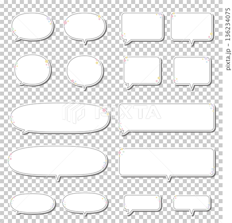 Sticker-style speech bubble set with polka dots 136234075