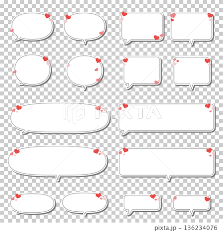 Heart-decorated sticker-style speech bubble set Heart-decorated sticker-style speech bubble set 136234076