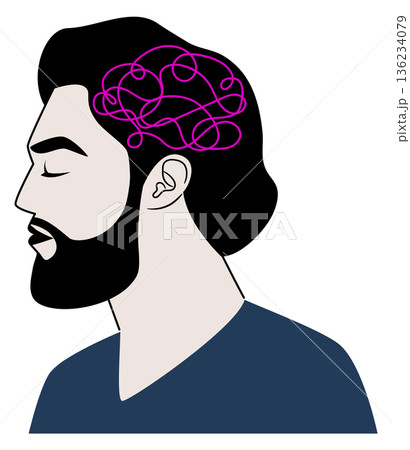 Mental disorder icon. Anxiety and confused human mind 136234079