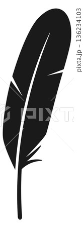 Black feather silhouette. Bird wing or tail element Black feather silhouette. Bird wing or tail element 136234103