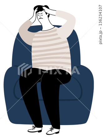 Stress and anxiety. Person negative feeling. Mental problems 136234107