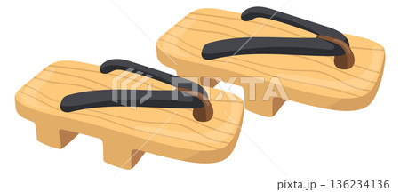 Geta shoes. Wooden japanese footwear in traditional fashion Geta shoes. Wooden japanese footwear in traditional fashion 136234136