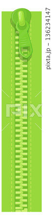 Green zip tape. Puller slider on closed teeth Green zip tape. Puller slider on closed teeth 136234147
