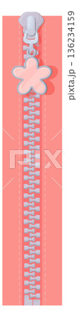 Zipper with flower trinket. Closed teeth cartoon element 136234159