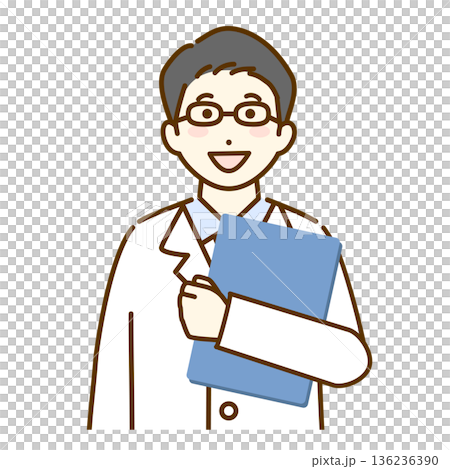 一位男醫生拿著病歷的插圖 一位男醫生拿著病歷的插圖 136236390