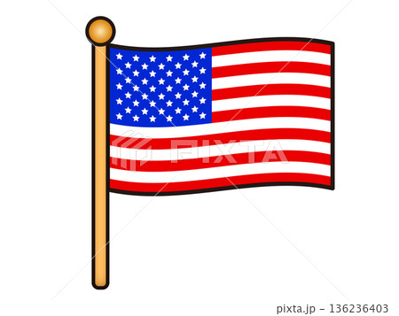 かっこいいアメリカの国旗のイラスト素材 136236403