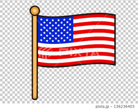 かっこいいアメリカの国旗のイラスト素材 136236403