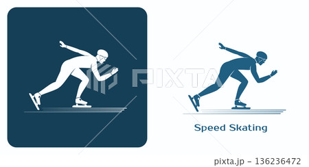 Dynamic Speed Skater silhouettes in motion. Dynamic Speed Skater silhouettes in motion. 136236472