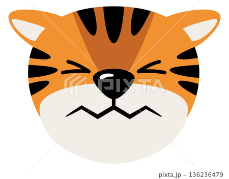Confounded tiger face expression. Funny animal emoji 136236479