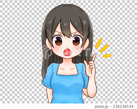 解說一位整潔漂亮的黑髮女孩插畫素材 2 解說一位整潔漂亮的黑髮女孩插畫素材 2 136236534