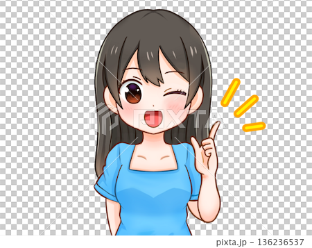 插畫素材:一位整潔漂亮的黑髮女孩的解釋 插畫素材:一位整潔漂亮的黑髮女孩的解釋 136236537