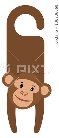 Hanging monkey door label. Hotel tag template Hanging monkey door label. Hotel tag template 136236669