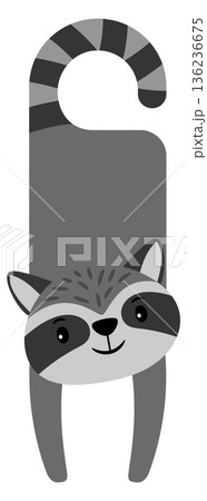 Hotel door tag in raccoon shape. Kid style label Hotel door tag in raccoon shape. Kid style label 136236675