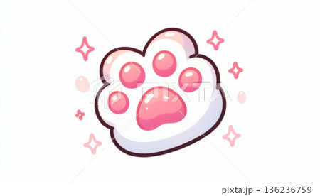 Cute Pink Cat Paw Print Illustration Cute Pink Cat Paw Print Illustration 136236759