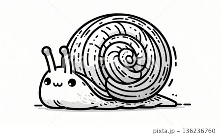 Cute Cartoon Snail Illustration Cute Cartoon Snail Illustration 136236760