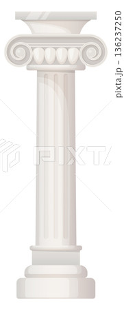 Ancient architecture element. Stone pillar in antique ionic style Ancient architecture element. Stone pillar in antique ionic style 136237250