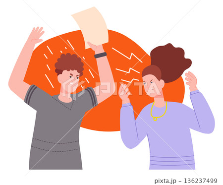 Shouting people. Man and woman yell at each other Shouting people. Man and woman yell at each other 136237499