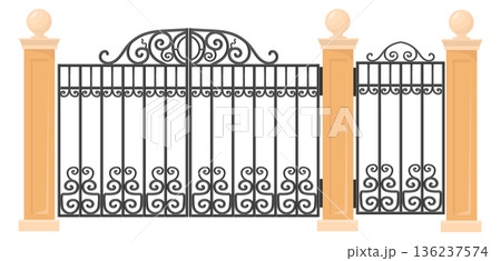 Vintage doorway gates. Forging ornament decorative exterior 136237574