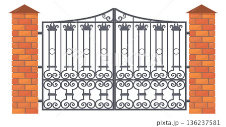 Ornate gate forgery. Wrought iron vintage border 136237581