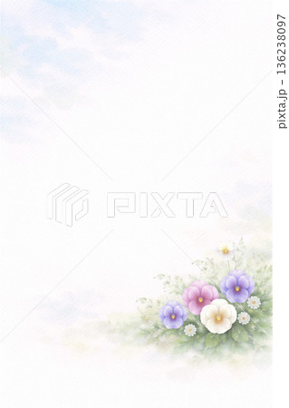 パンジーシリーズ：左右から包み込むパンジーの装飾枠 136238097