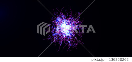 Neuron Firing Human Brain Neural Network Innovate Science Technology Background. Medical Neurology Bio Tech Scientific Research Banner Flash Glow Fractal. Blue AI Digital Net. Vector Illustration 136238262