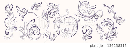 Classical baroque frame ornaments set Classical baroque frame ornaments set 136238313