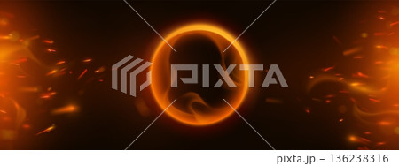 Abstract fire ring glowing on black background Abstract fire ring glowing on black background 136238316