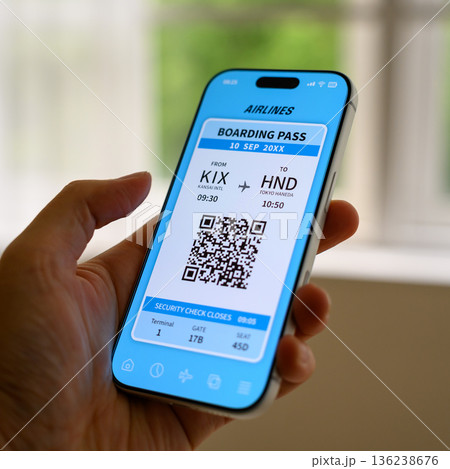 スマホで電子搭乗券表示 136238676