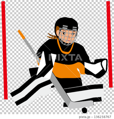 Illustration of a girl competing in a winter sports game - Ice hockey 02 136238767