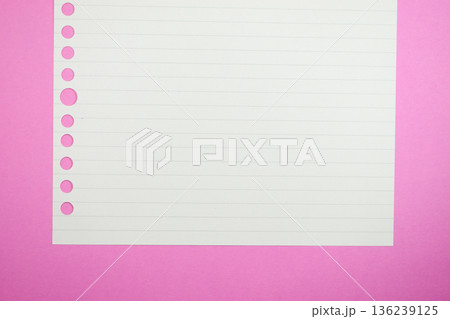 line paper texture on pink background,  blank sheet notebook 136239125