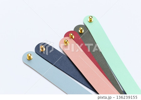 pastel colorful leather strap isolated on white background 136239155