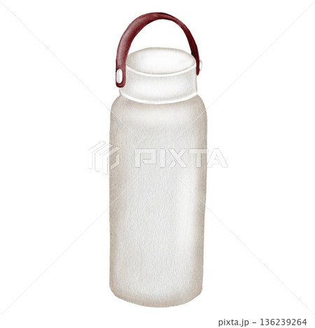 Sports bottle watercolor illustration. Hand-drawn stainless steel thermos on a white background. Clip art of sports equipment. For brochures, flyers, and banners for sports products and competitions. Sports bottle watercolor illustration. Hand-drawn stainless steel thermos on a white background. Clip art of sports equipment. For brochures, flyers, and banners for sports products and competitions. 136239264