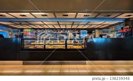 Snack shop in the ferry in Greece 136239348