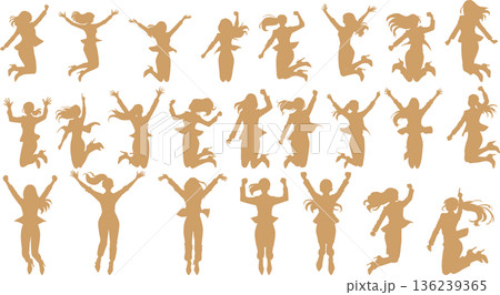 ビジネスウーマンのシルエットイラストセット 136239365